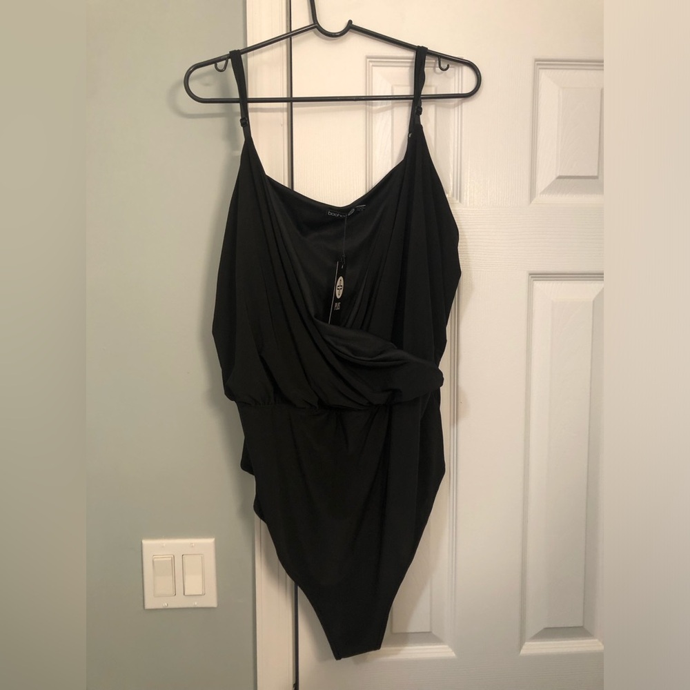 Black Draped Bodysuit